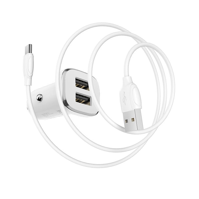 Ładowarka samochodowa Borofone BZ12 - 2x USB + kabel USB-C