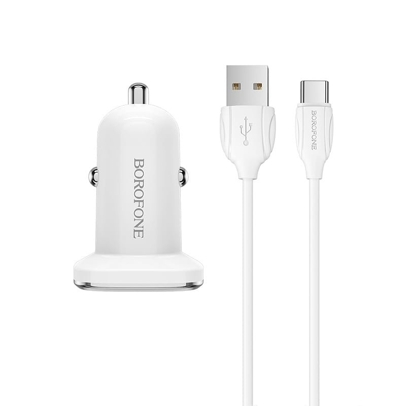 Ładowarka samochodowa Borofone BZ12 - 2x USB + kabel USB-C