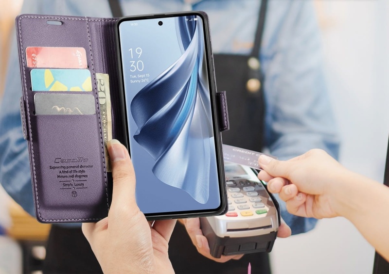 Etui CaseMe Leather do Oppo Reno 10 / 10 Pro - Fioletowy