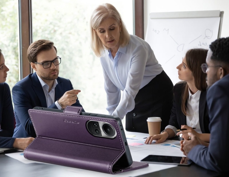 Etui CaseMe Leather do Oppo Reno 10 / 10 Pro - Fioletowy