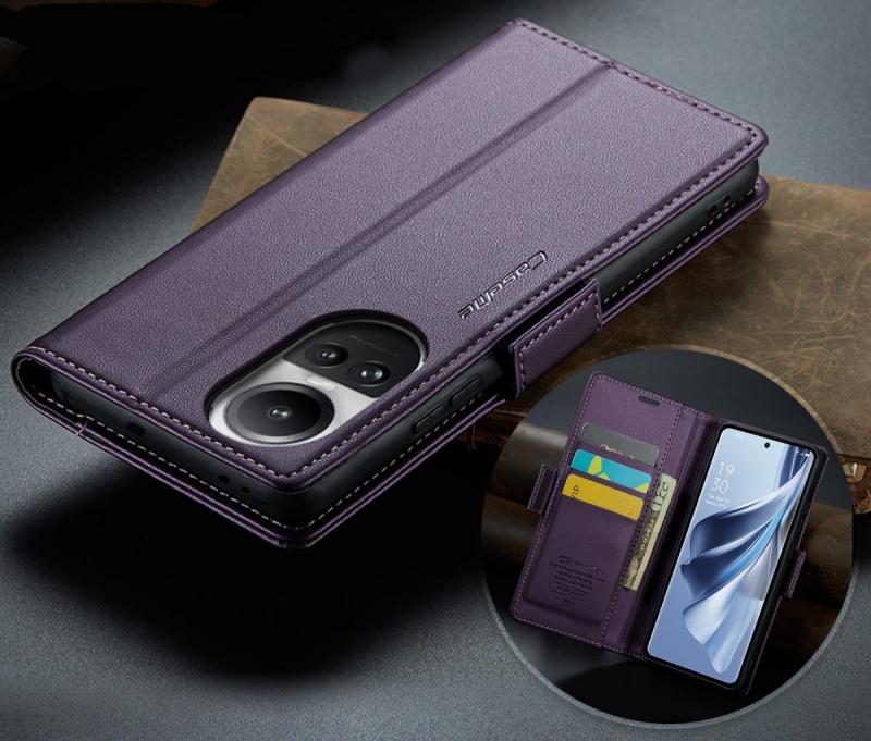 Etui CaseMe Leather do Oppo Reno 10 / 10 Pro - Fioletowy