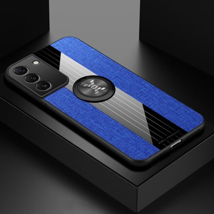 Etui Cloth Ring Case do Samsung Galaxy S22 - Niebieski