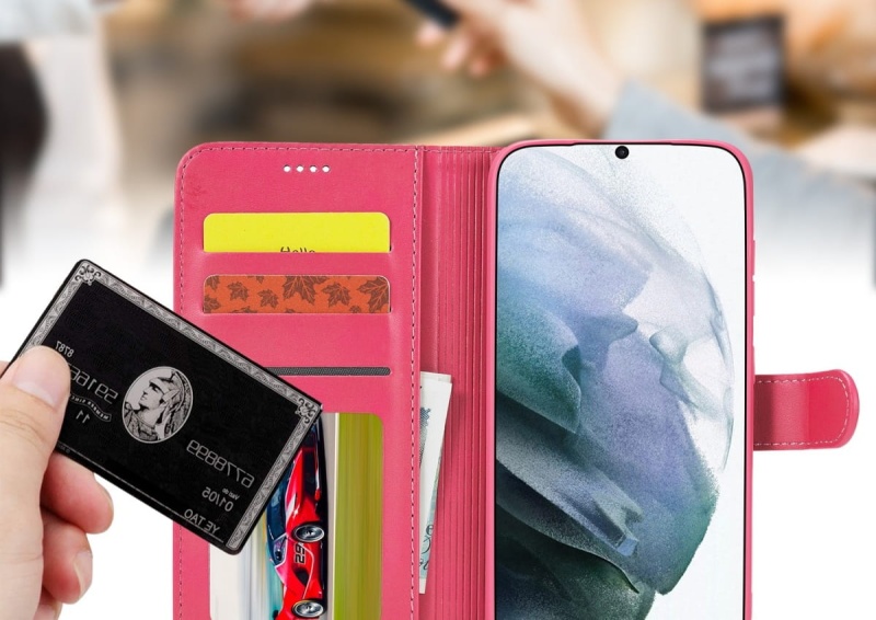Etui skórzane iMeeke Wallet do Samsung Galaxy S24 - Różowy