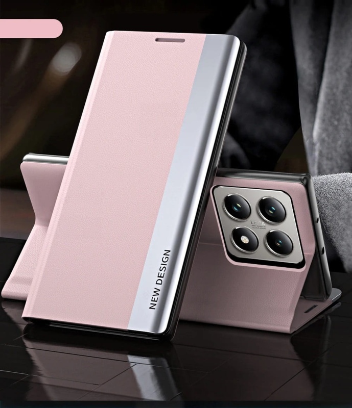 Etui Leather New do Xiaomi 14T - Futerał z klapką - Różowy