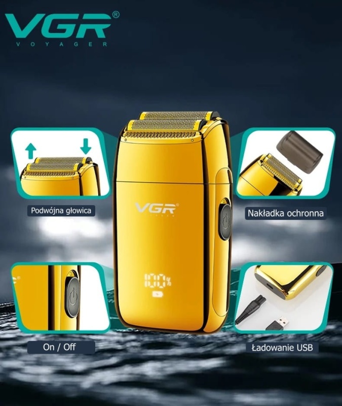 Golarka męska VGR V-399 Gold Edition - 2in1 - LCD - Barber Edition