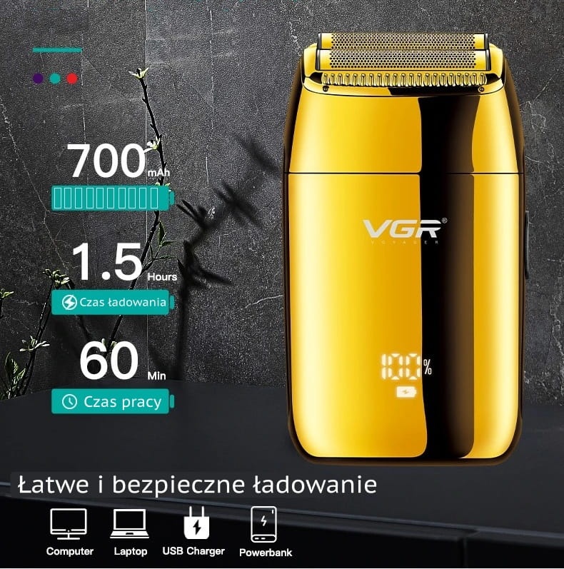 Golarka męska VGR V-399 Gold Edition - 2in1 - LCD - Barber Edition