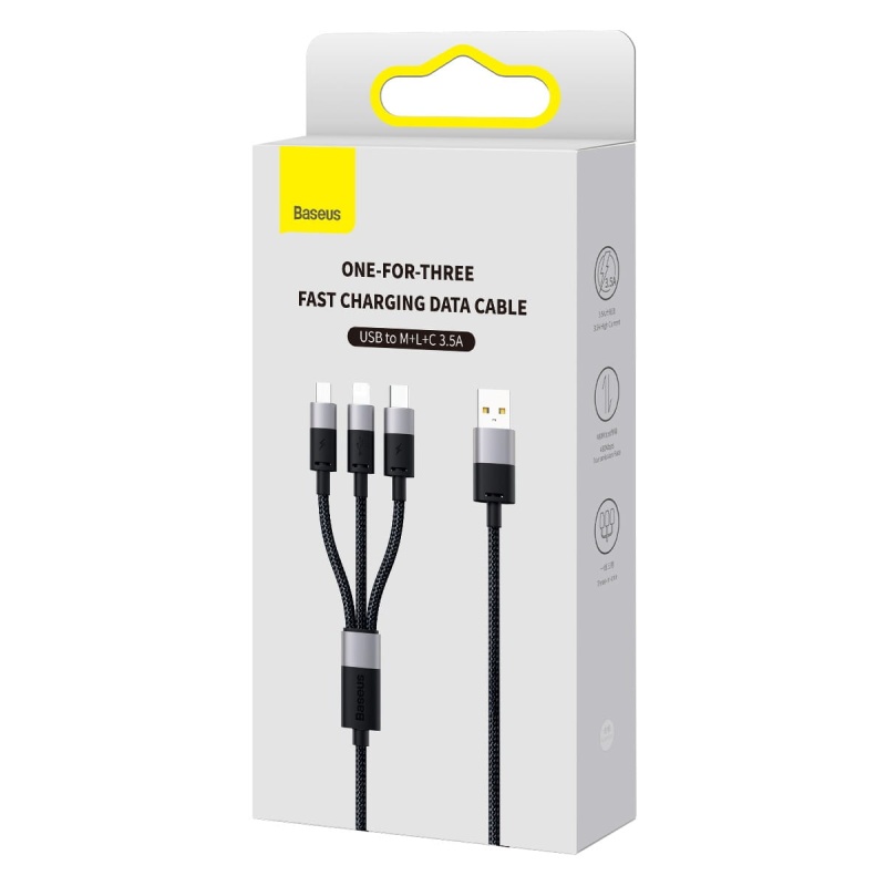 Kabel USB-C Baseus StarSpeed 3w1 - 3.5A - 1,2m