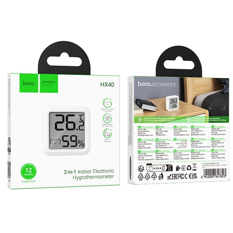 Termometr pokojowy HOCO HX40 - Stacja Pogodowa LCD + Bateria - Zestaw