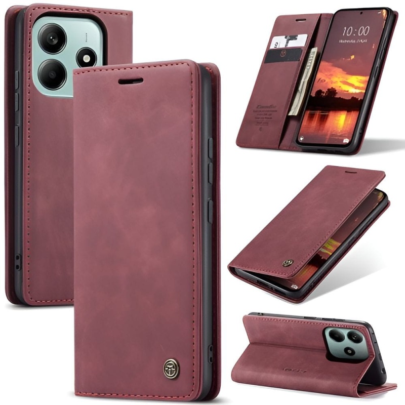 Etui z klapką CaseMe Premium do Xiaomi Redmi Note 14 5G - Bordowy