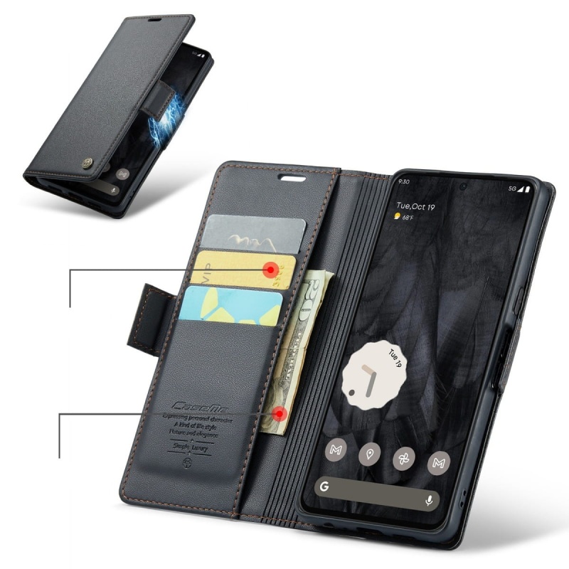 Etui Premium CaseMe Leather do Google Pixel 8 Pro - Czarny
