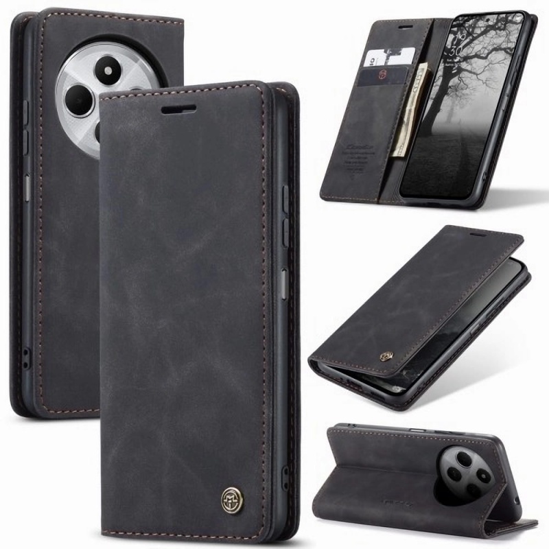 Etui z klapką CaseMe Soft do Xiaomi Redmi 14C - Czarny