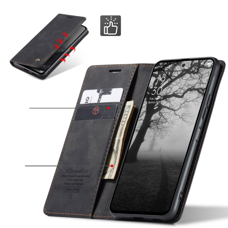 Etui z klapką CaseMe Soft do Xiaomi Redmi 14C - Czarny