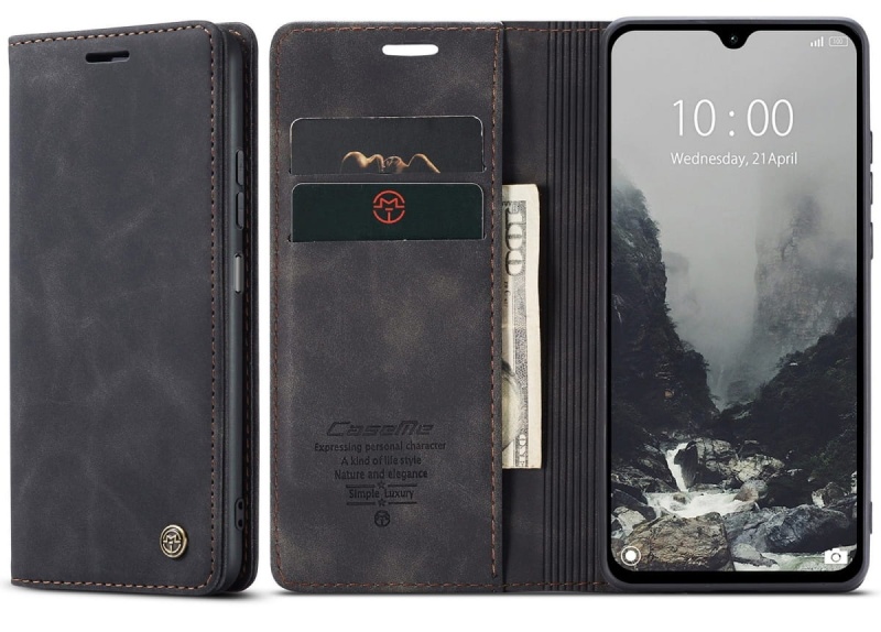 Etui z klapką CaseMe Soft do Xiaomi Redmi 14C - Czarny