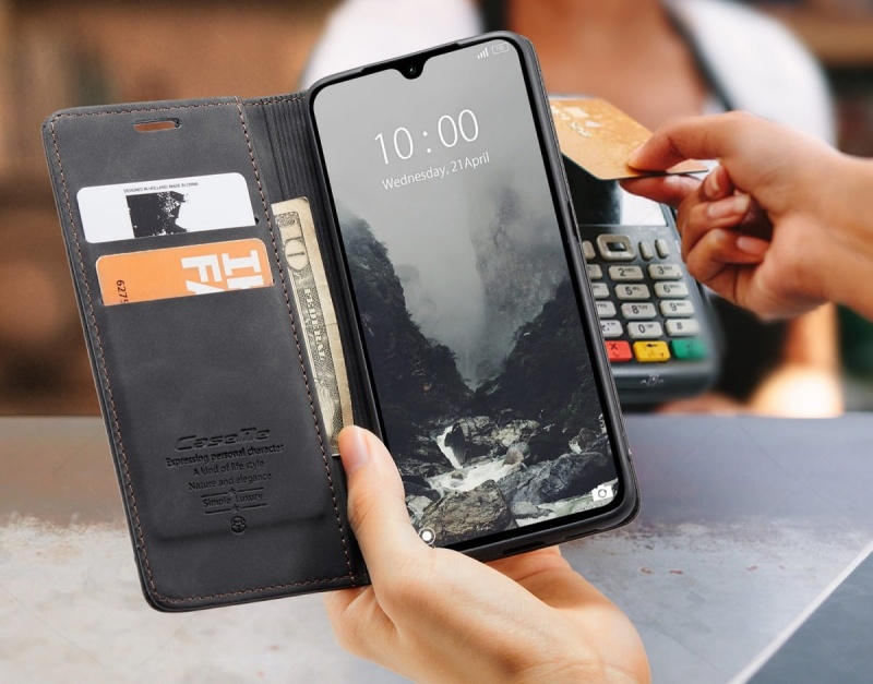 Etui z klapką CaseMe Soft do Xiaomi Redmi 14C - Czarny