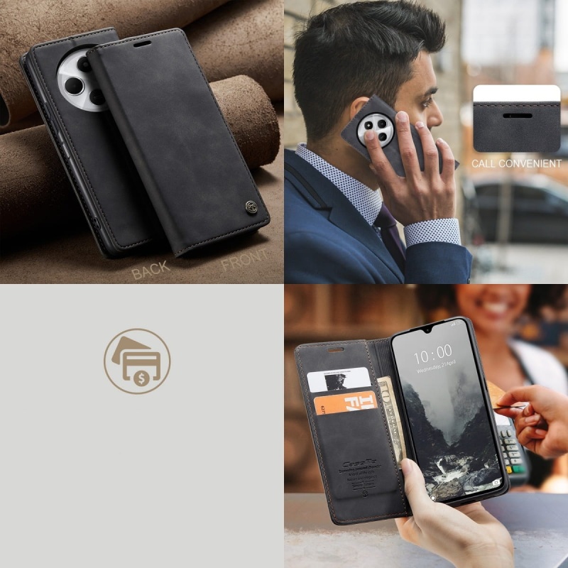 Etui z klapką CaseMe Soft do Xiaomi Redmi 14C - Czarny