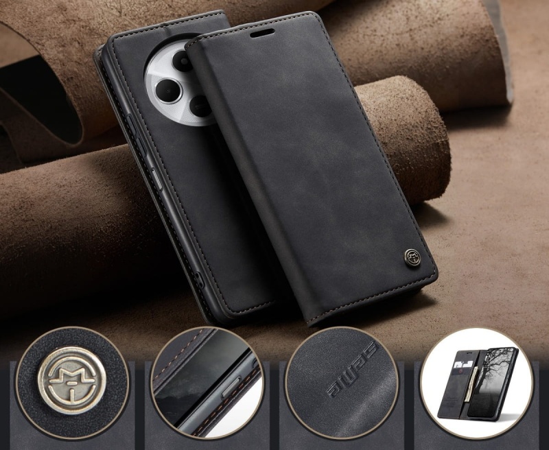 Etui z klapką CaseMe Soft do Xiaomi Redmi 14C - Czarny