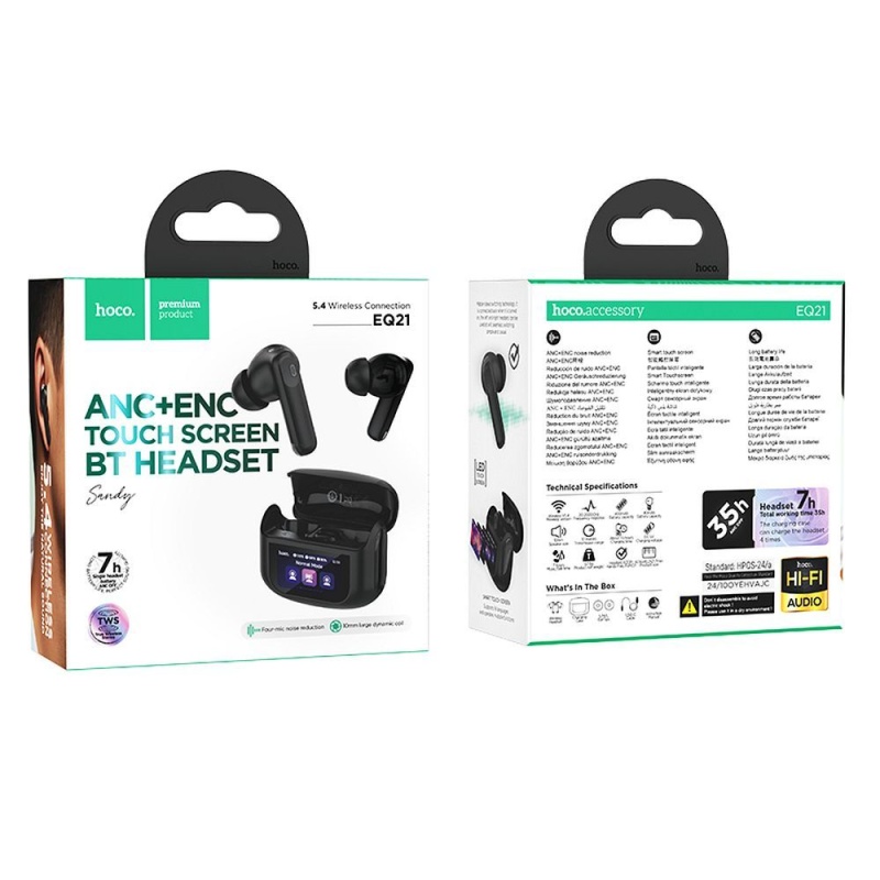 Słuchawki bezprzewodowe douszne Hoco z ekranem TWS ANC ENC EQ21