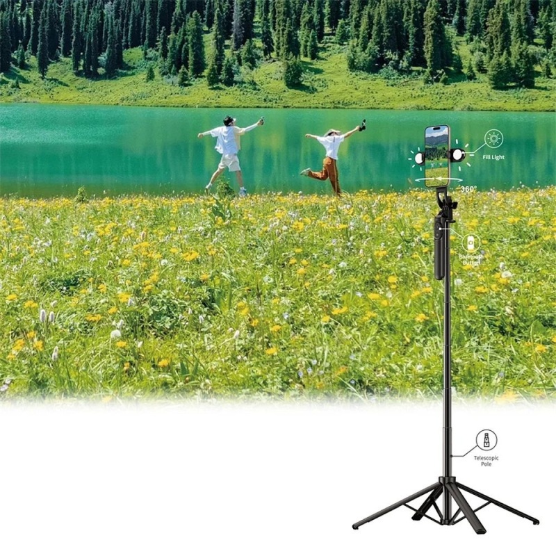 WiWU - Selfie stick Wi-SE012 z funcją tripoda i podwójną lampą LED