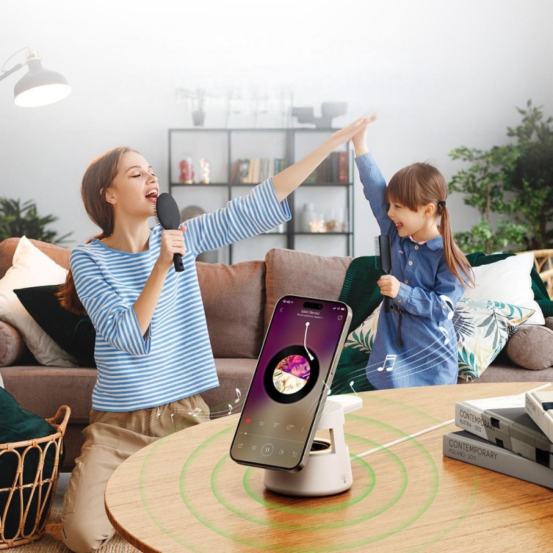 DUZZONA W23 - Ładowarka indukcyjna 5w1 z głośnikiem BT i LED