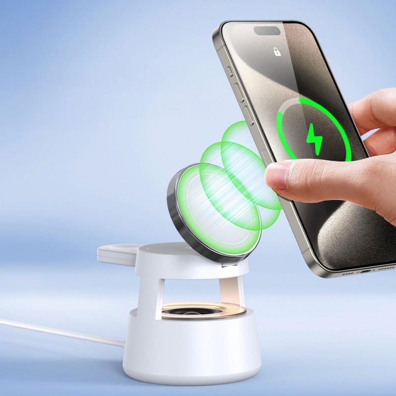 DUZZONA W23 - Ładowarka indukcyjna 5w1 z głośnikiem BT i LED