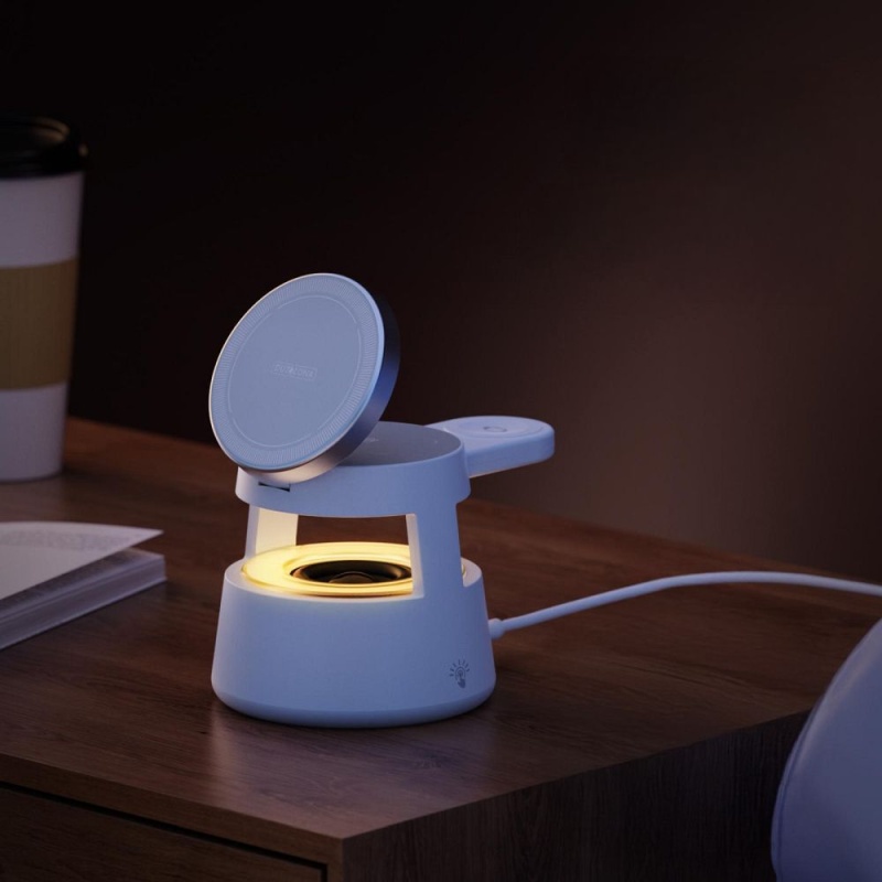 DUZZONA W23 - Ładowarka indukcyjna 5w1 z głośnikiem BT i LED