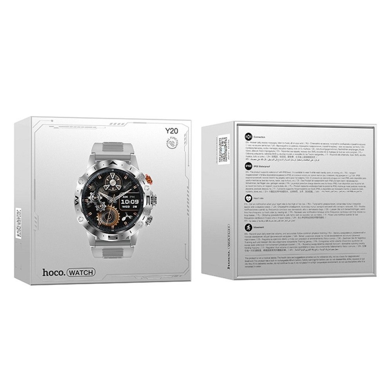 Smartwatch Hoco Y20 1,53" IP68 z funkcją rozmowy - Srebrny