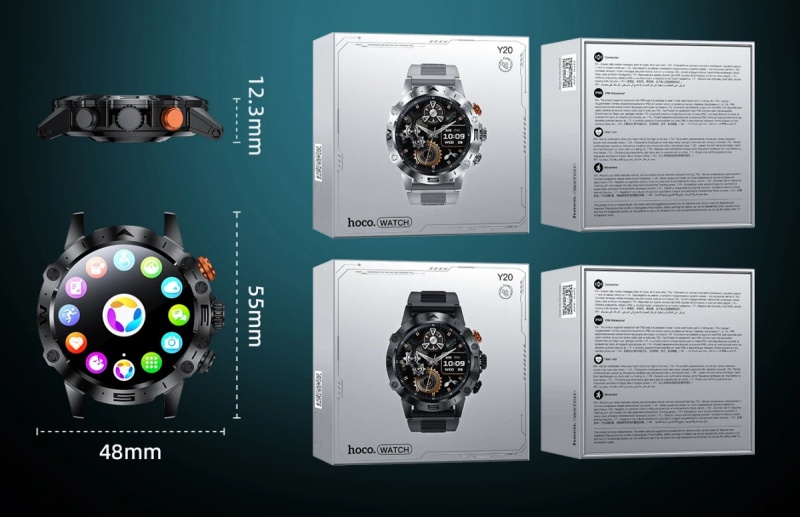 Smartwatch Hoco Y20 1,53" IP68 z funkcją rozmowy - Srebrny
