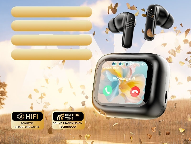 Słuchawki bezprzewodowe ANC LX-10 z dotykowym ekranem + ANC ENC - Fioletowe