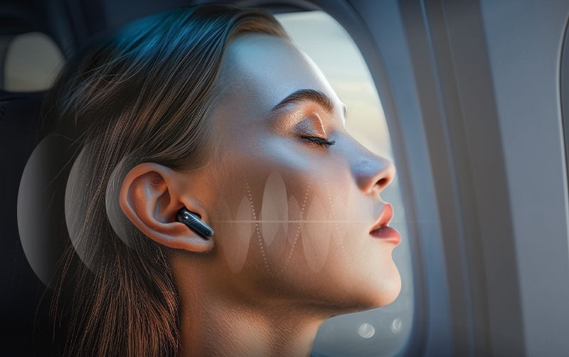 Słuchawki bezprzewodowe ANC LX-10 z dotykowym ekranem + ANC ENC - Fioletowe