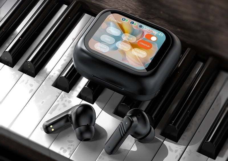 Słuchawki bezprzewodowe ANC LX-10 z dotykowym ekranem + ANC ENC - Fioletowe