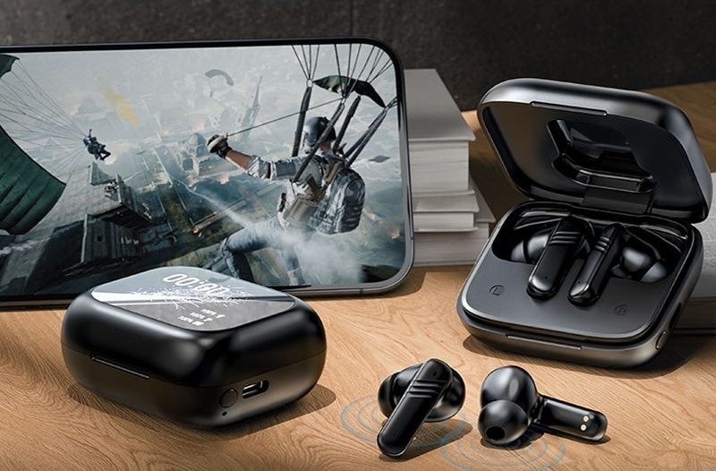 Słuchawki bezprzewodowe ANC LX-10 z dotykowym ekranem + ANC ENC - Fioletowe