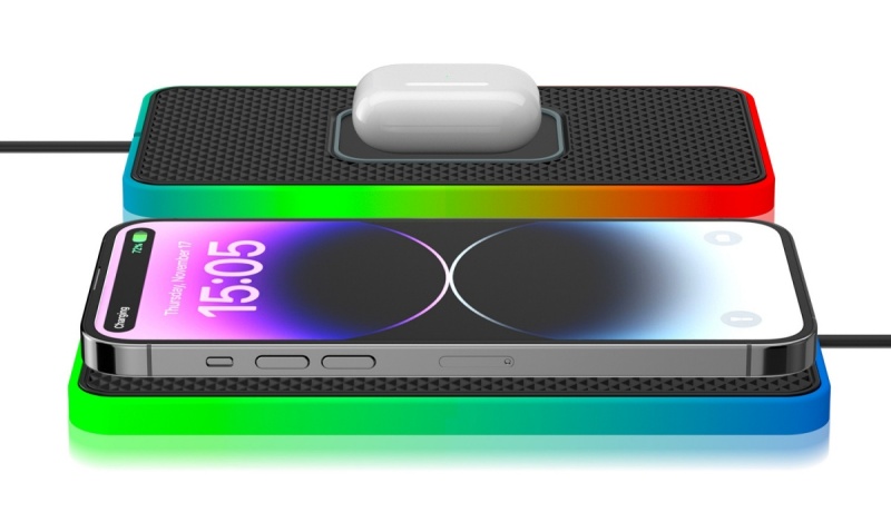 Ładowarka bezprzewodowa NON-SLIP Pad WCP D15 15W RGB QC 3.0