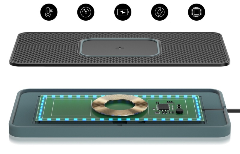 Ładowarka bezprzewodowa NON-SLIP Pad WCP D15 15W RGB QC 3.0