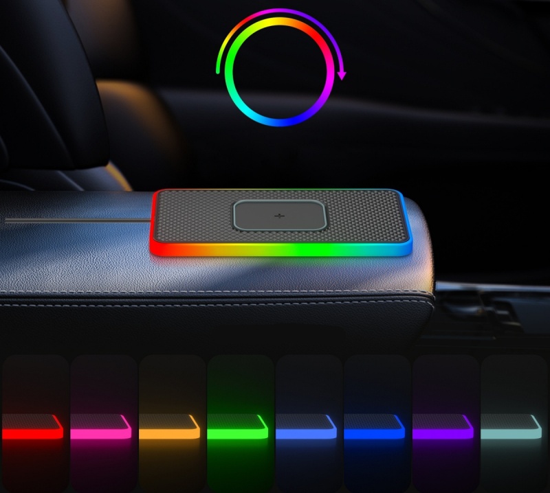 Ładowarka bezprzewodowa NON-SLIP Pad WCP D15 15W RGB QC 3.0