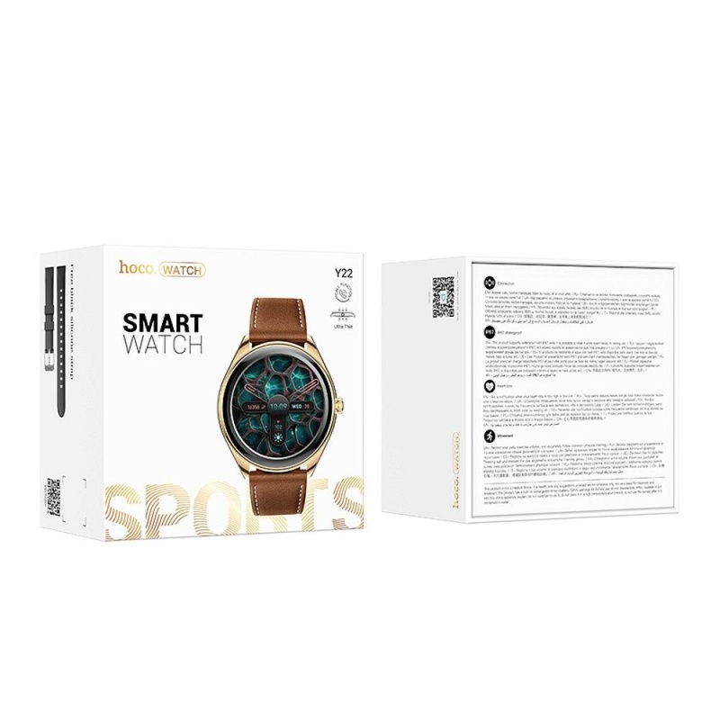 Smartwatch Hoco Y22 1,43" AMOLED IP67 z funkcją rozmowy - Złoty