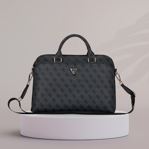 Torba Guess 4G Zipper Pocket Triangle Logo na laptopa 15" - Czarna