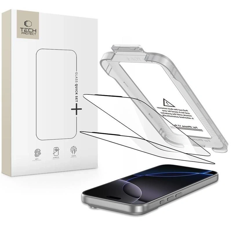 Szkło hartowane Tech-Protect Quick Set+ 2-pack na iPhone 17 Pro