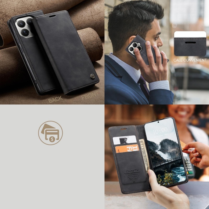 Etui z klapką CaseMe Soft do Xiaomi 15T Pro - Czarny