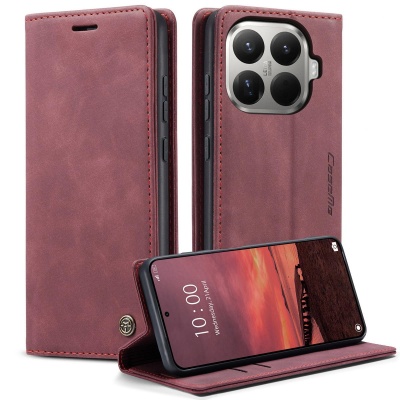 Etui z klapką CaseMe Soft do Xiaomi 15T Pro - Bordowy