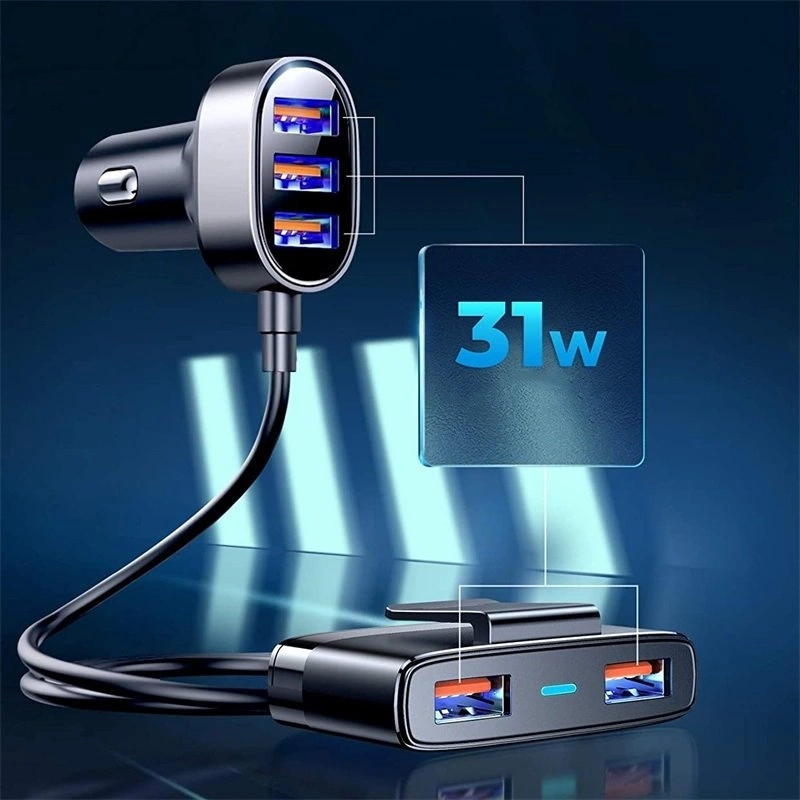 Ładowarka samochodowa 5x USB 6,2 A z przedłużaczem Joyroom JR-CL03