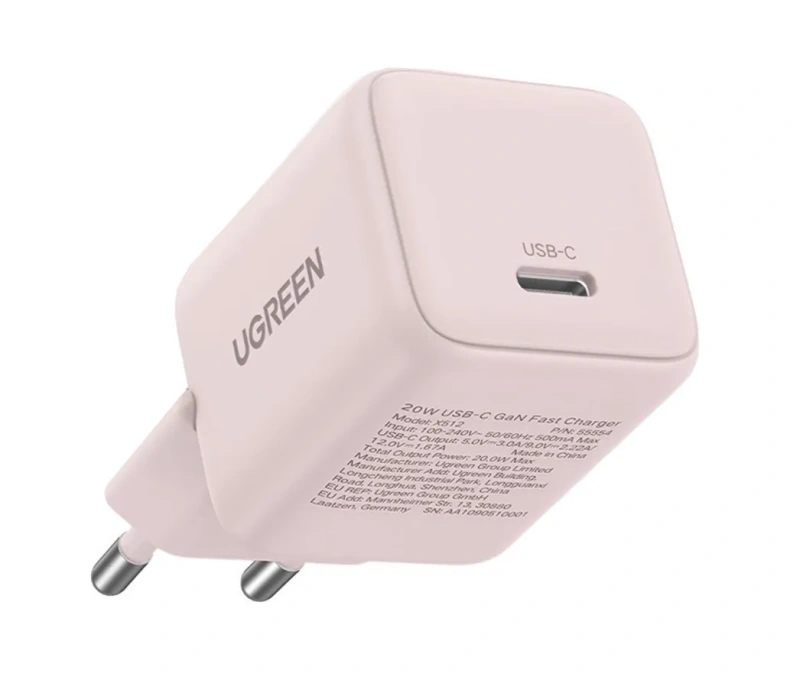 Ładowarka sieciowa Ugreen X512 20W GaN 1x USB-C - Różowa