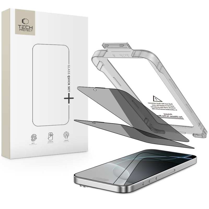 2x Szkło hartowane Tech-Protect Quick SET SPY+ do Apple iPhone 16 Pro