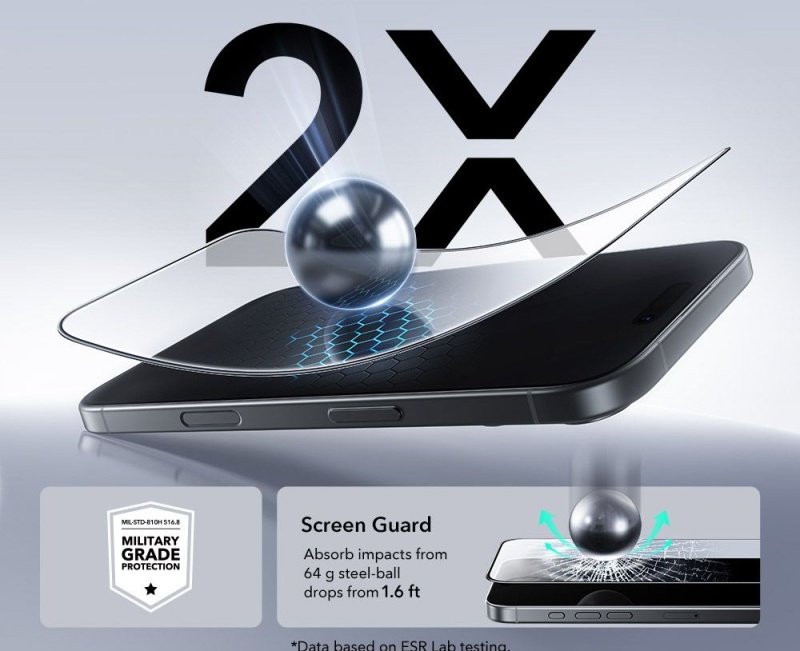 2x Szkło hartowane ESR UltraFit 2-pack do Apple iPhone 16 Pro