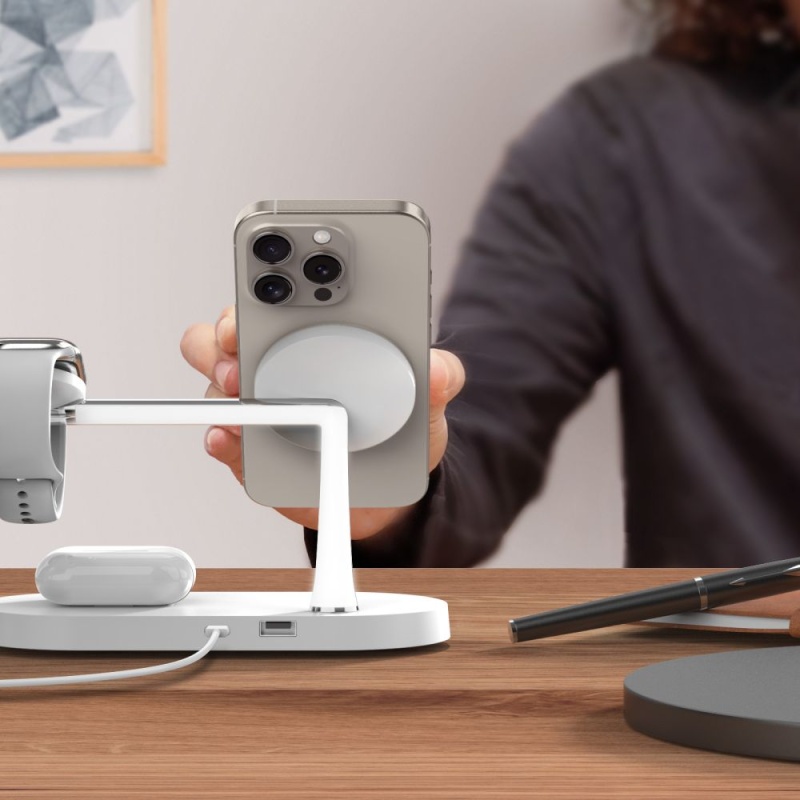 Ładowarka bezprzewodowa TECH-PROTECT A12 MagSafe 3in1 - Biały