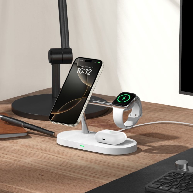 Ładowarka bezprzewodowa TECH-PROTECT A12 MagSafe 3in1 - Biały