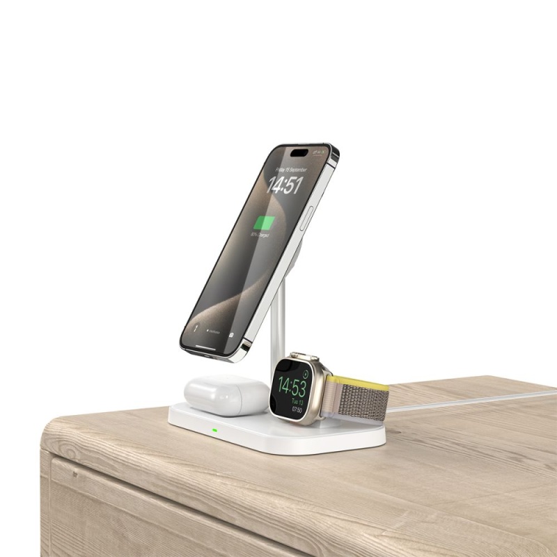 Ładowarka bezprzewodowa TECH-PROTECT QI 15W-A22 3in1 - Biała