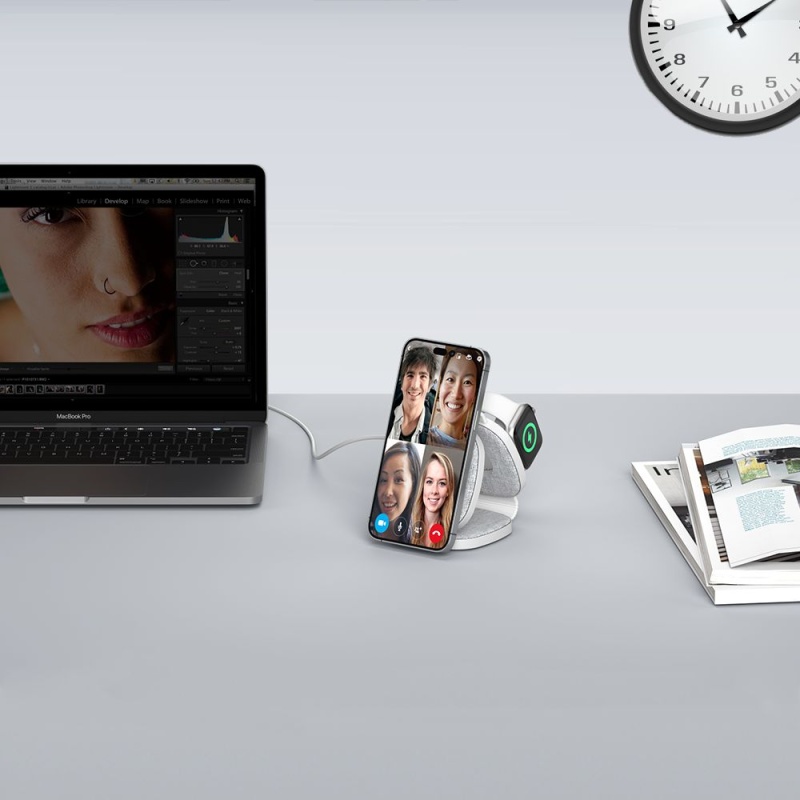Ładowarka bezprzewodowa TECH-PROTECT A32 MagSafe 3in1 - Szara