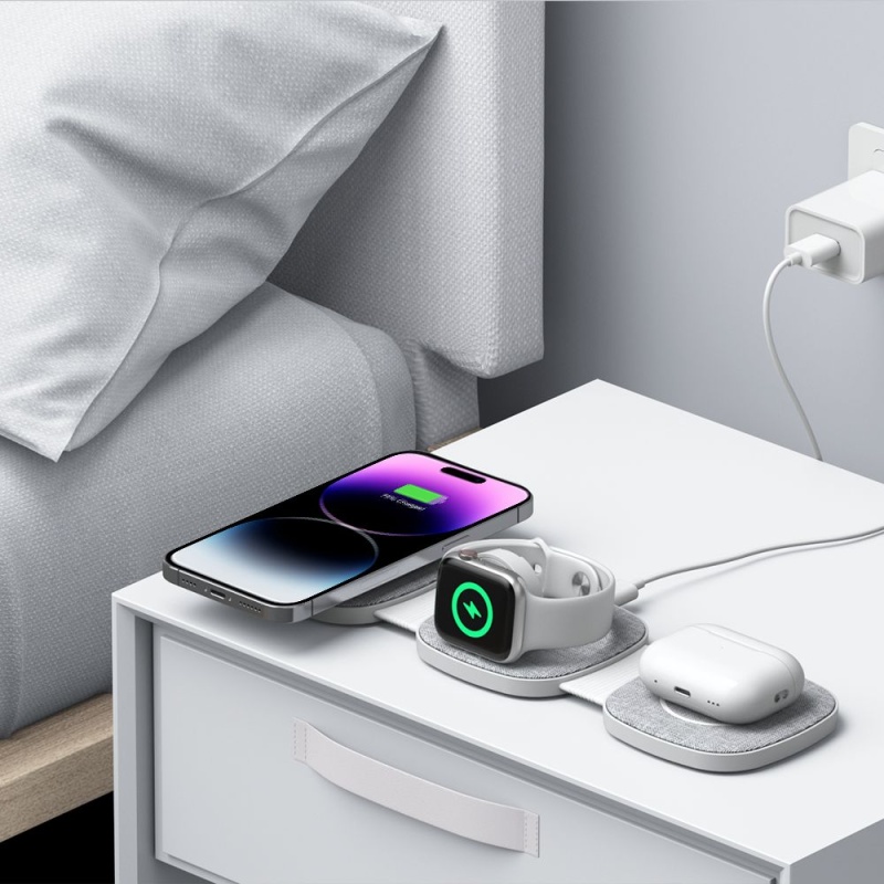 Ładowarka bezprzewodowa TECH-PROTECT A32 MagSafe 3in1 - Szara