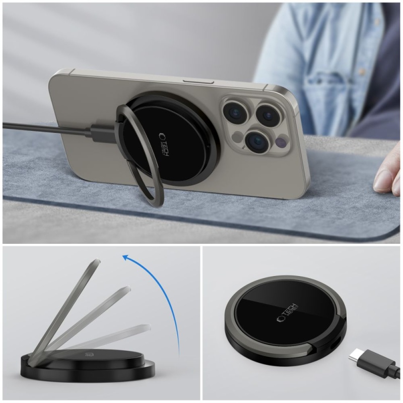 Ładowarka bezprzewodowa TECH-PROTECT MagSafe QI 15W-A33 - Czarny