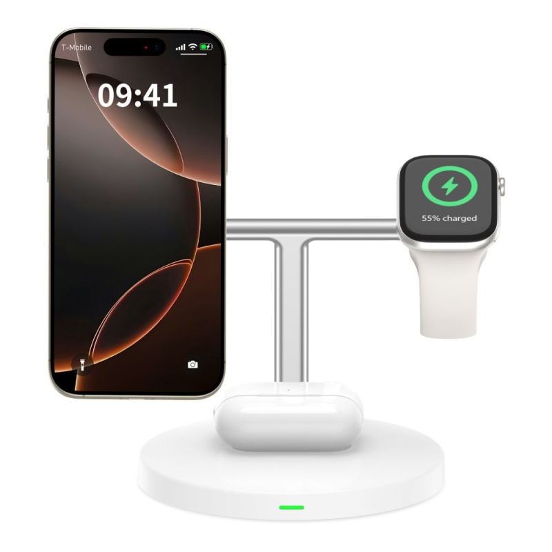 Ładowarka bezprzewodowa TECH-PROTECT QI 15W-A35 3in1 - Biała